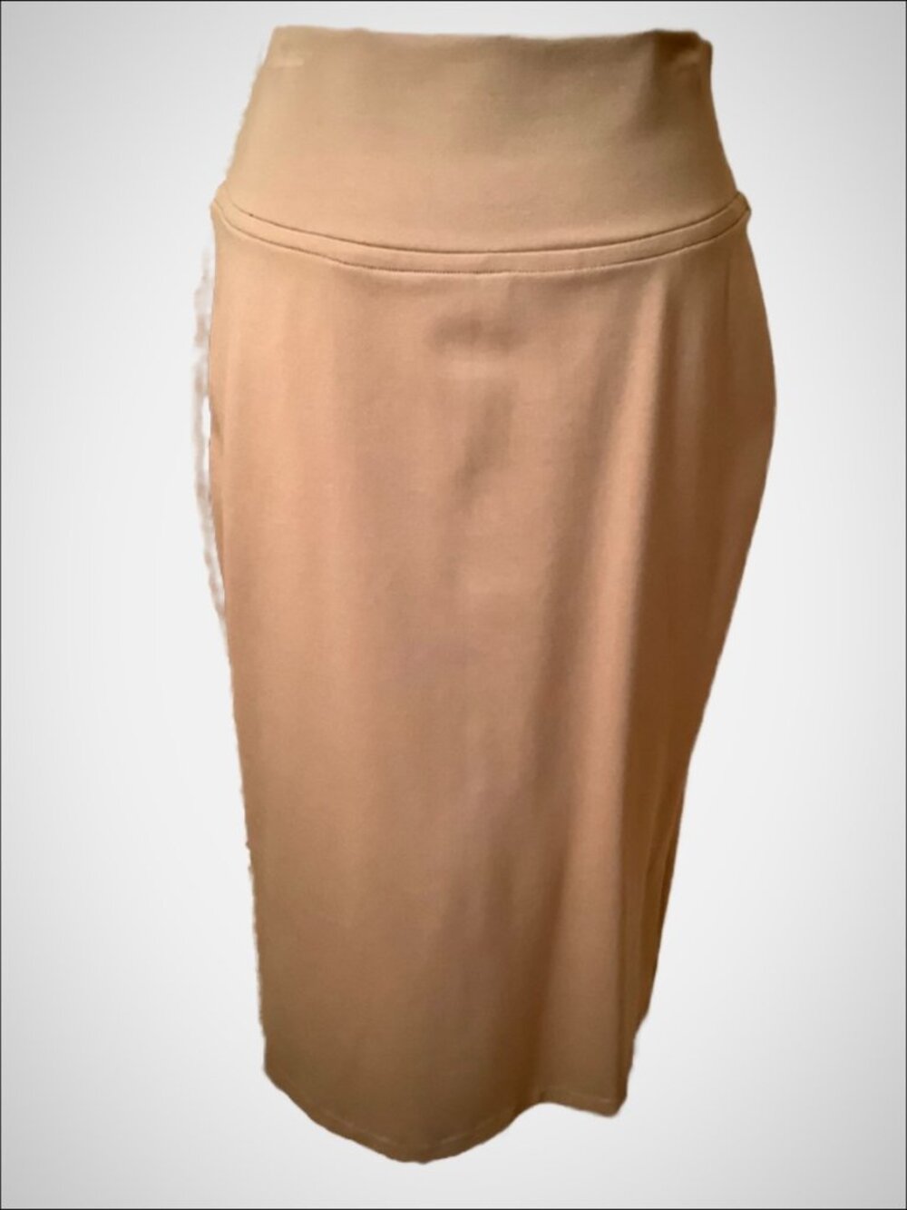 DEAN RENWICK Designer Bespoke High Waist Tan Stretch Pencil Skirt Size M